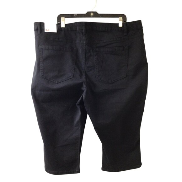 NWT Lane Bryant Jeans Women’s 24 Black Cropped Pedal Pushers Capri Crop Denim - Picture 2 of 10